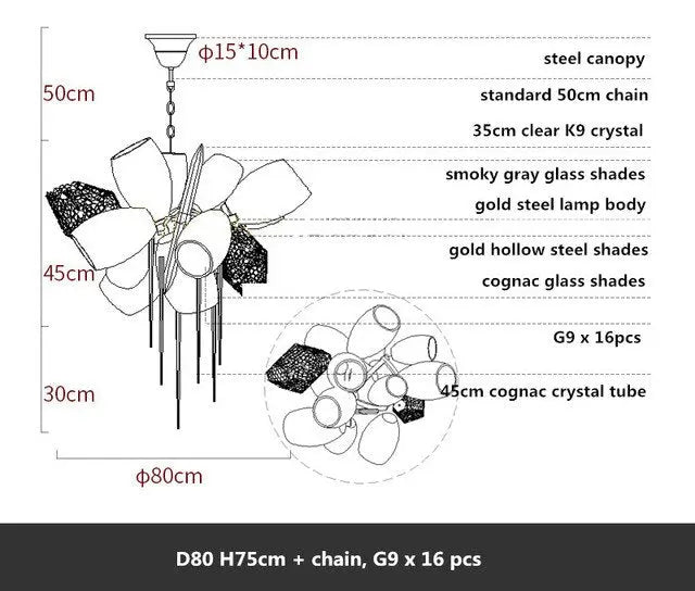Modern Luxury Villa Glass Chandelier — alternate product view 16