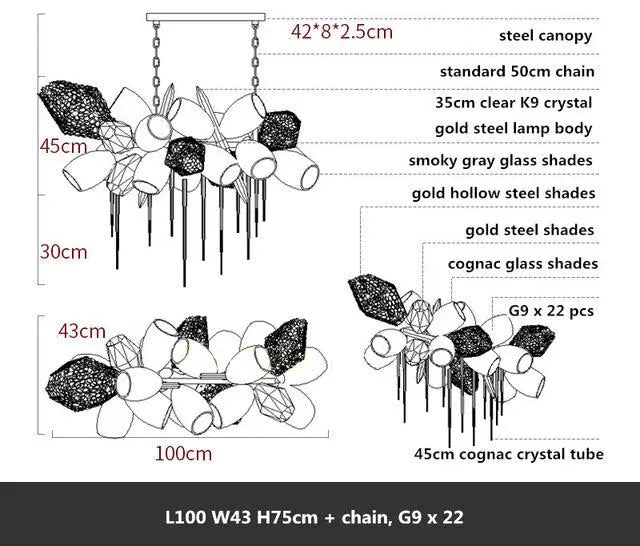 Modern Luxury Villa Glass Chandelier — alternate product view 17