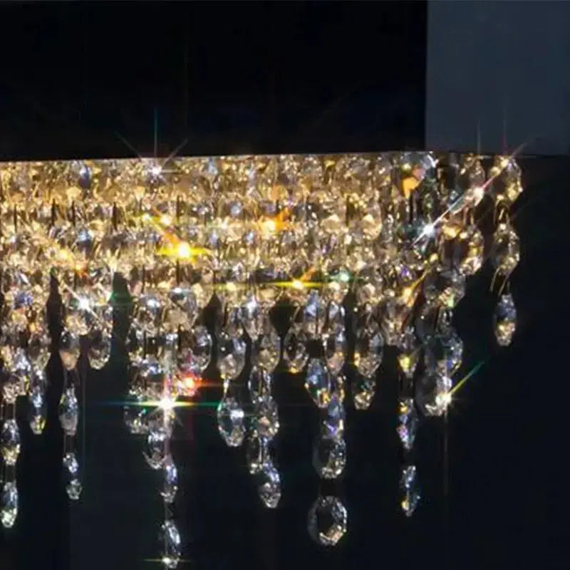 Modern Crystal Rectangle Chandelier - Chrome — alternate product view 4