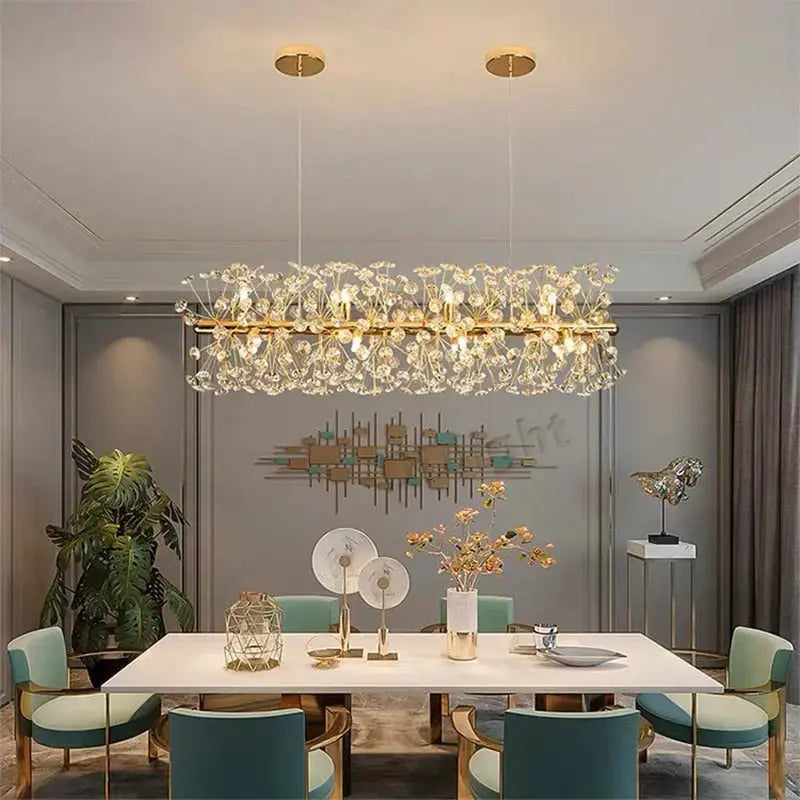 Gold Luxury Crystal Long Chandelier — product view