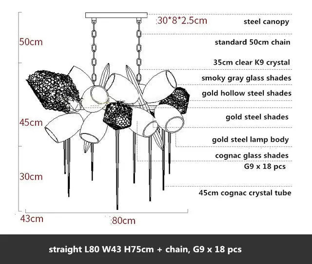 Modern Luxury Villa Glass Chandelier — alternate product view 18