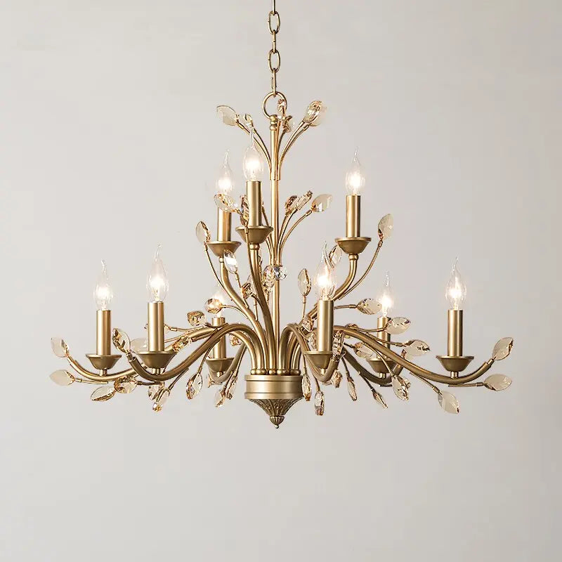 Modern Crystal Branch Chandelier - Brass — alternate product view 9