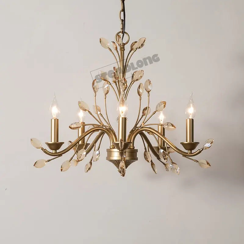 Modern Crystal Branch Chandelier - Brass — alternate product view 6