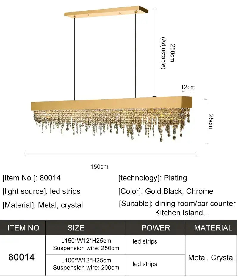 Modern Crystal Rectangle Chandelier — alternate product view 9