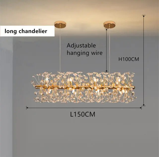 Gold Luxury Crystal Long Chandelier — alternate product view 9