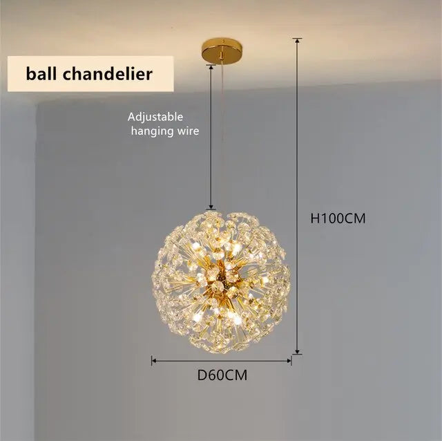 Modern Luxury Ball Crystal Hanging Light — alternate product view 6
