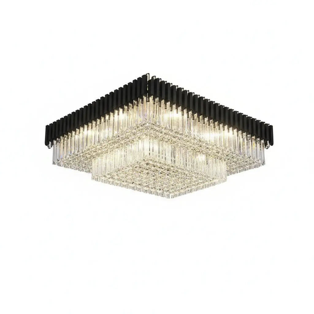 Rectangle Crystal Designer Ceiling Chandelier — alternate product view 1