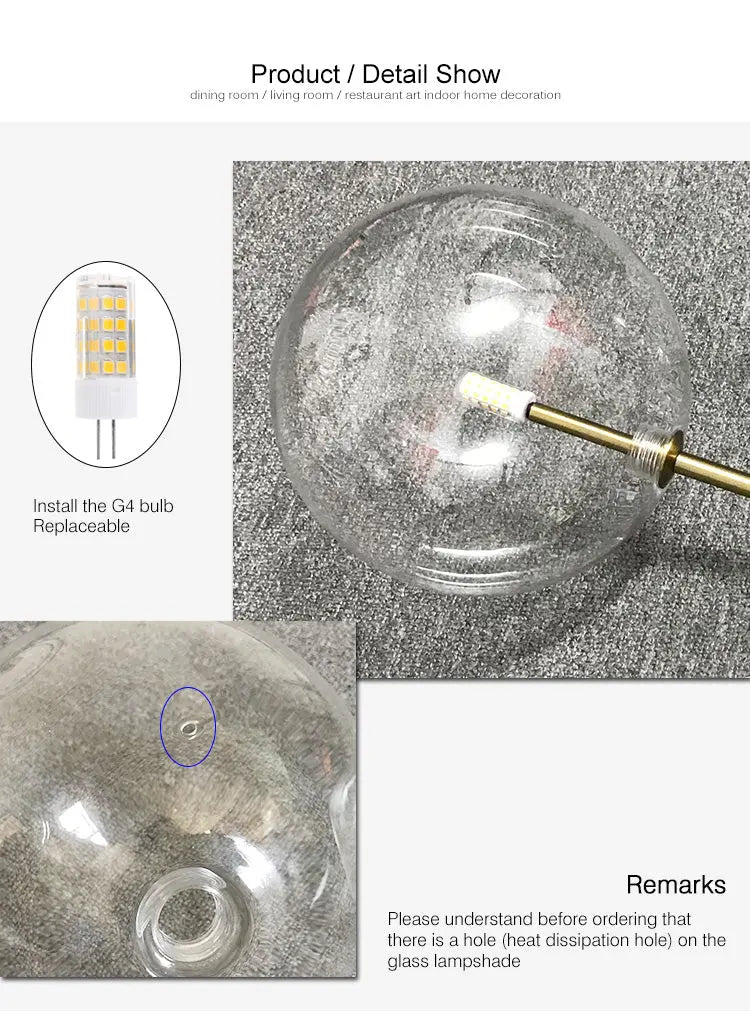Modern Luxury Glass Ball Chandelier — alternate product view 6
