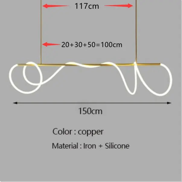 Modern Long Hose Led Chandelier - Brass — alternate product view 13