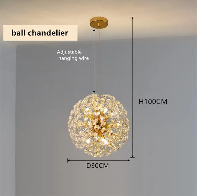Modern Luxury Ball Crystal Hanging Light — alternate product view 5
