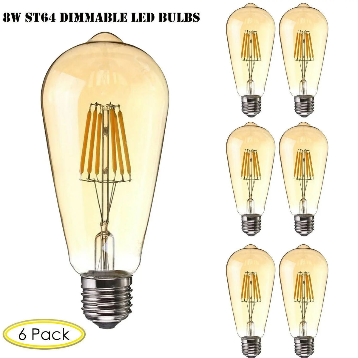 6 Pack E27 Vintage Industrial LED Bulb — alternate product view 3