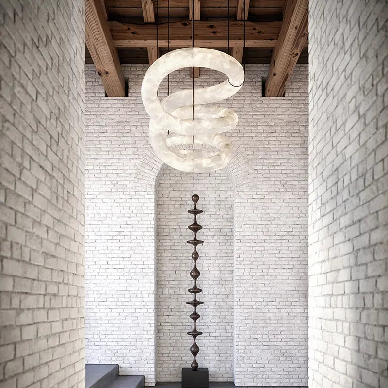 Designer Symmetrical Alabaster Modern Chandelier — alternate product view 4