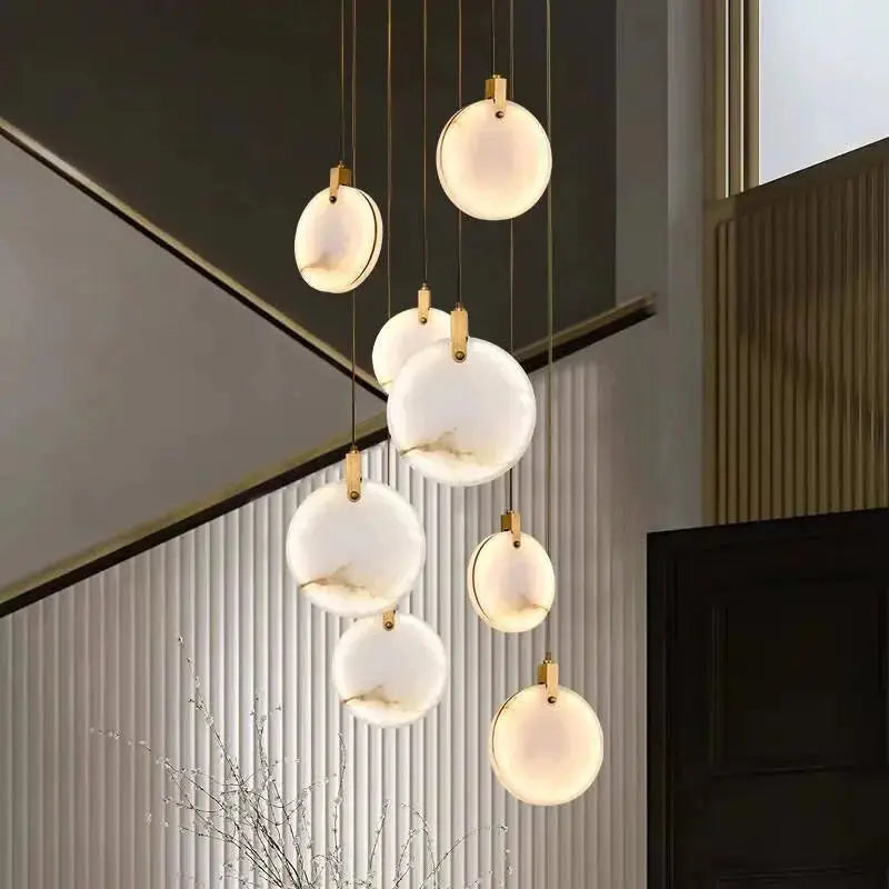Modern Discs Long Staircase Alabaster Chandelier — alternate product view 5