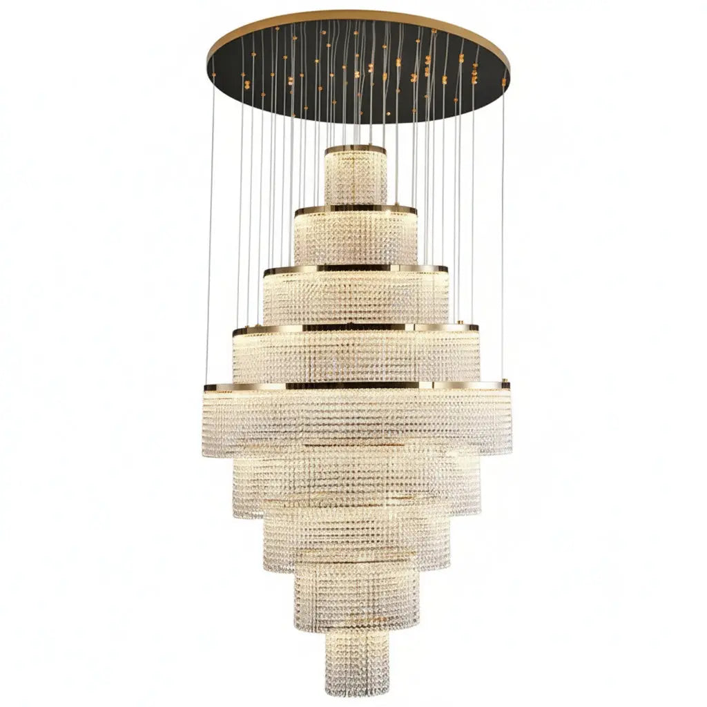 Long Led Handing Crystal Modern Circle Ring Chandelier — alternate product view 1