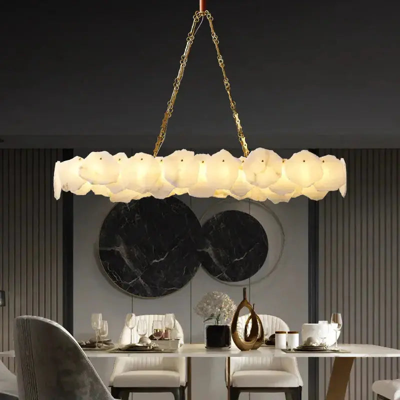 Marble Modern Snowflake Linear Chandelier — product view