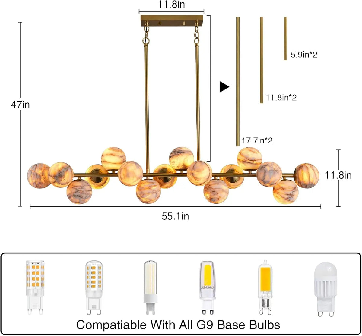 Modern Unique Alabaster Chandelier — alternate product view 30
