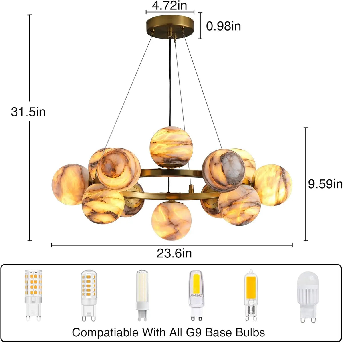 Modern Unique Alabaster Chandelier — alternate product view 12