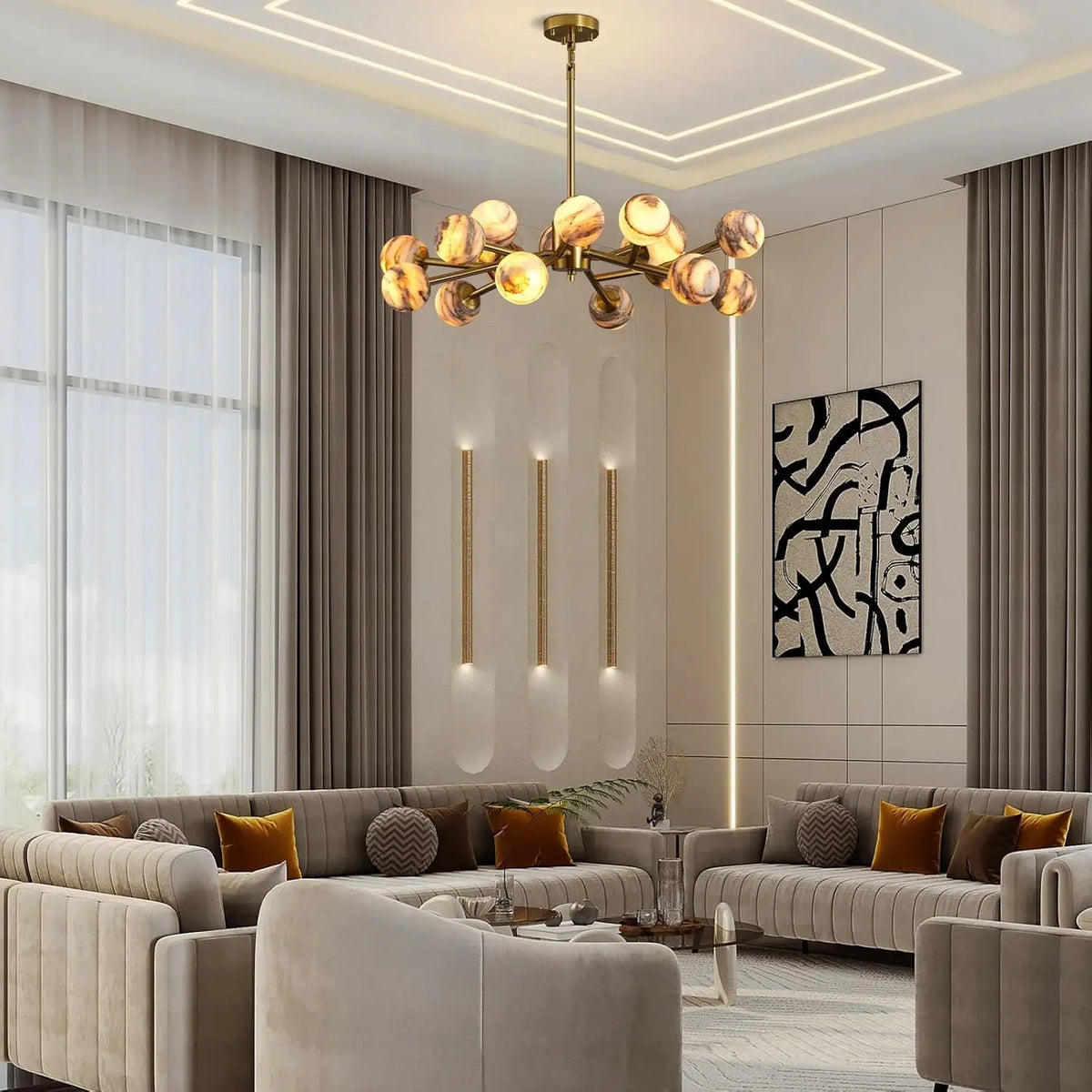 Modern Unique Alabaster Chandelier — alternate product view 23