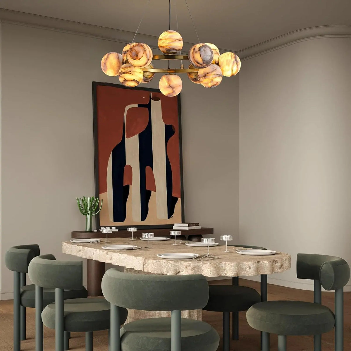 Modern Unique Alabaster Chandelier — alternate product view 16