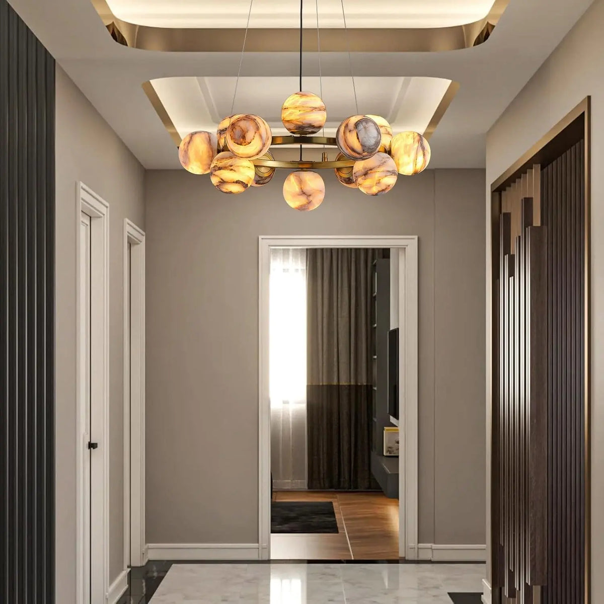 Modern Unique Alabaster Chandelier — alternate product view 11