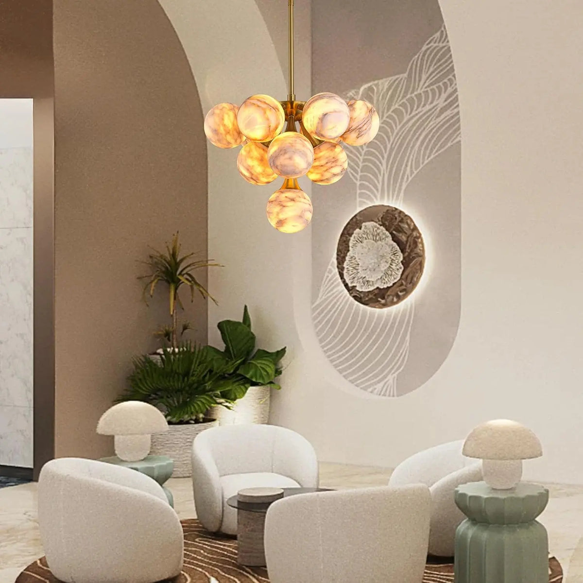 Modern Unique Alabaster Chandelier — alternate product view 6
