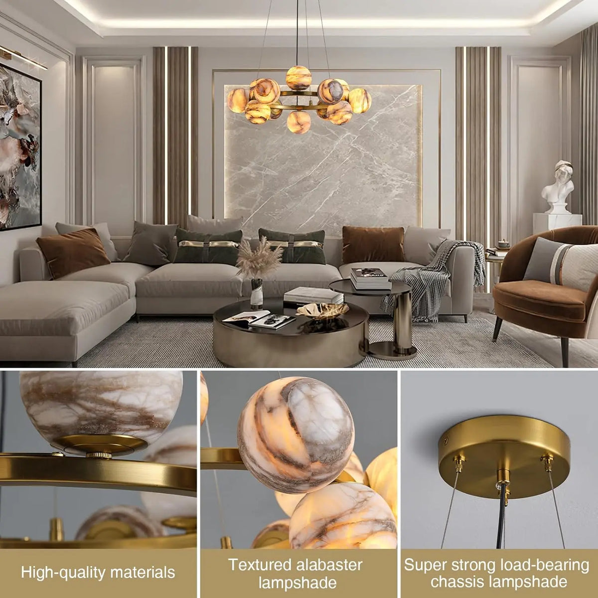 Modern Unique Alabaster Chandelier — alternate product view 13