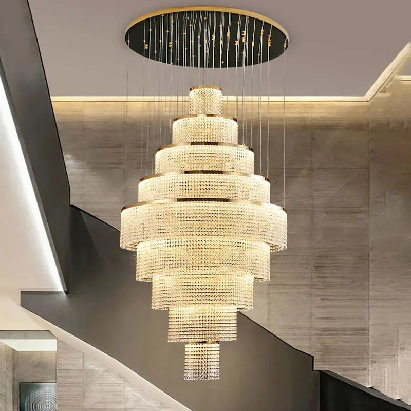 Long Led Handing Crystal Modern Circle Ring Chandelier — alternate product view 2