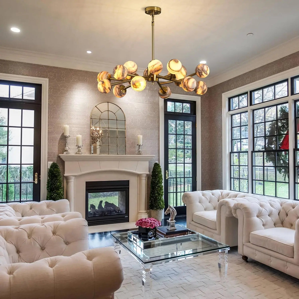 Modern Unique Alabaster Chandelier — alternate product view 24