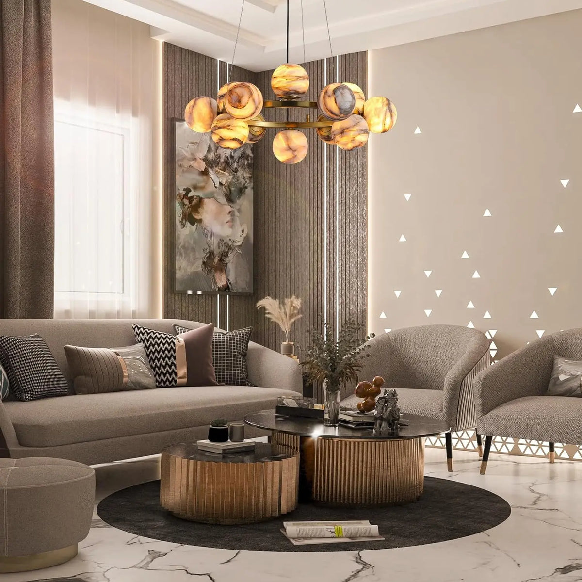 Modern Unique Alabaster Chandelier — alternate product view 15