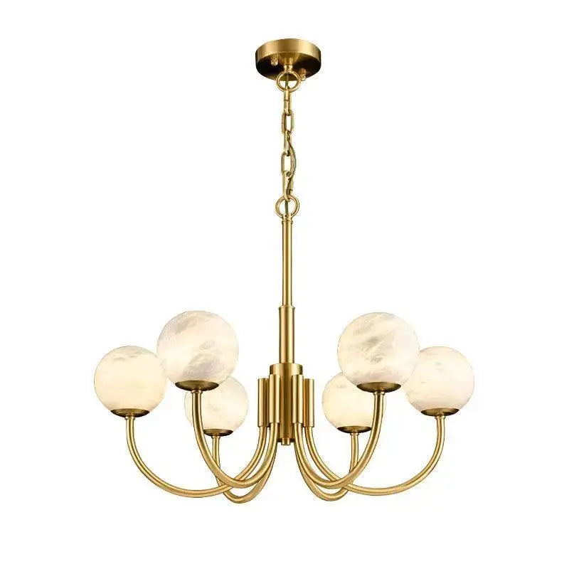 Modern Brass Marble Chandelier — alternate product view 1