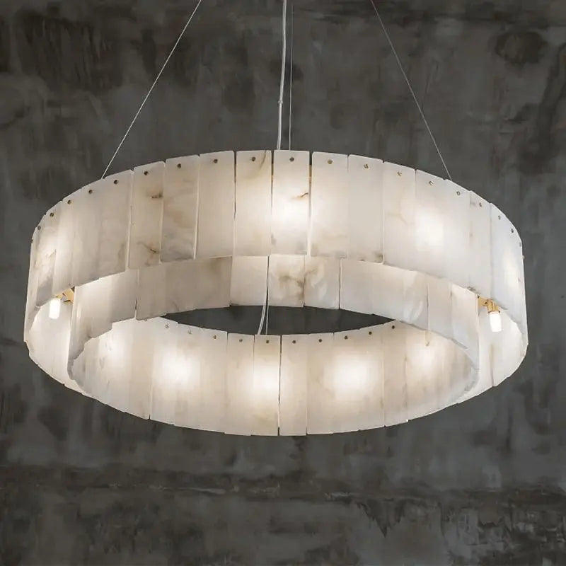 Two Tier Alabaster Modern Round Chandelier — alternate product view 5