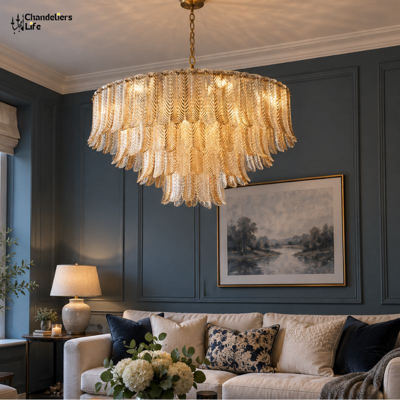 Aurelio Polished Copper & Glass Chandelier