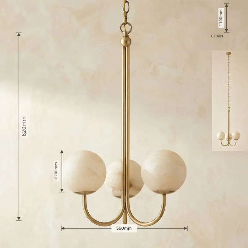 Brass Classic Alabaster Pendant Light — alternate product view 1