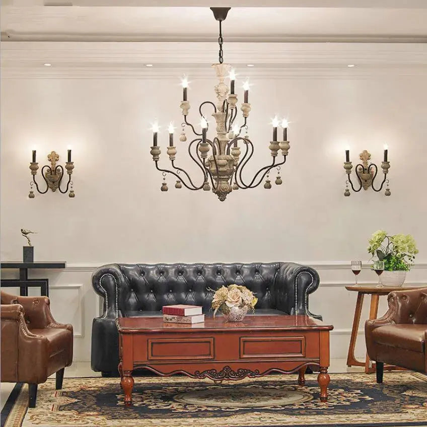 Nordic Wood Farmhouse Decor Chandelier — alternate product view 2