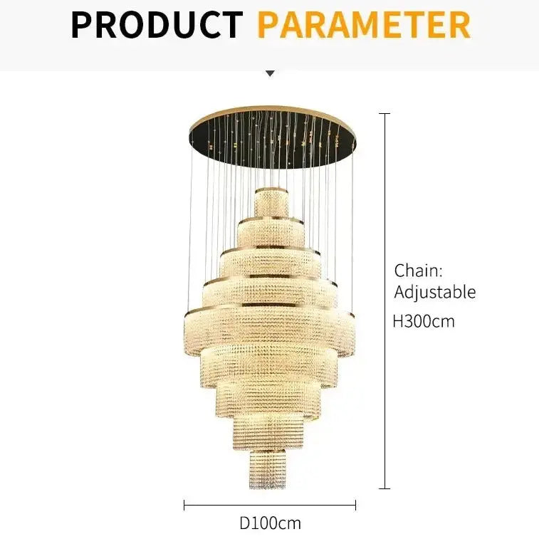 Long Led Handing Crystal Modern Circle Ring Chandelier — alternate product view 7