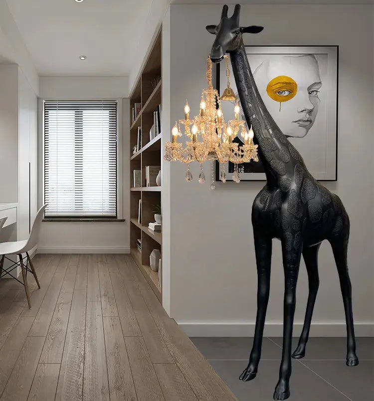 Art Giraffe Sculpture Floor Chandelier - Black — alternate product view 3