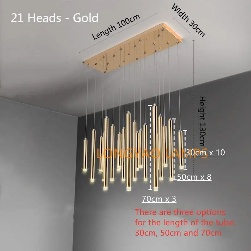 Modern Tube Combination Chandelier — alternate product view 9