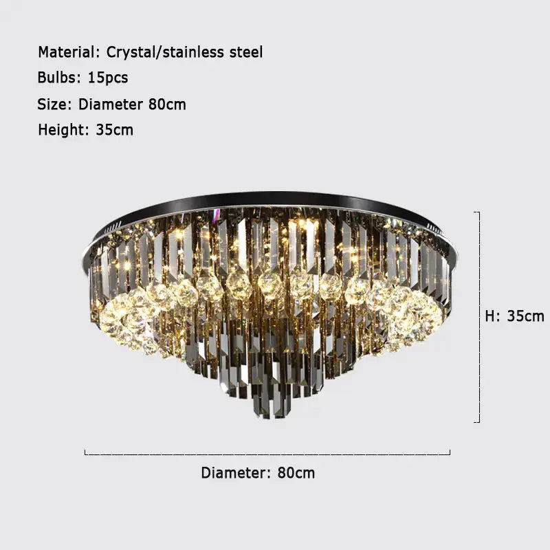 Luxury Crystal Ceiling Smoky Gray Lamp — alternate product view 8