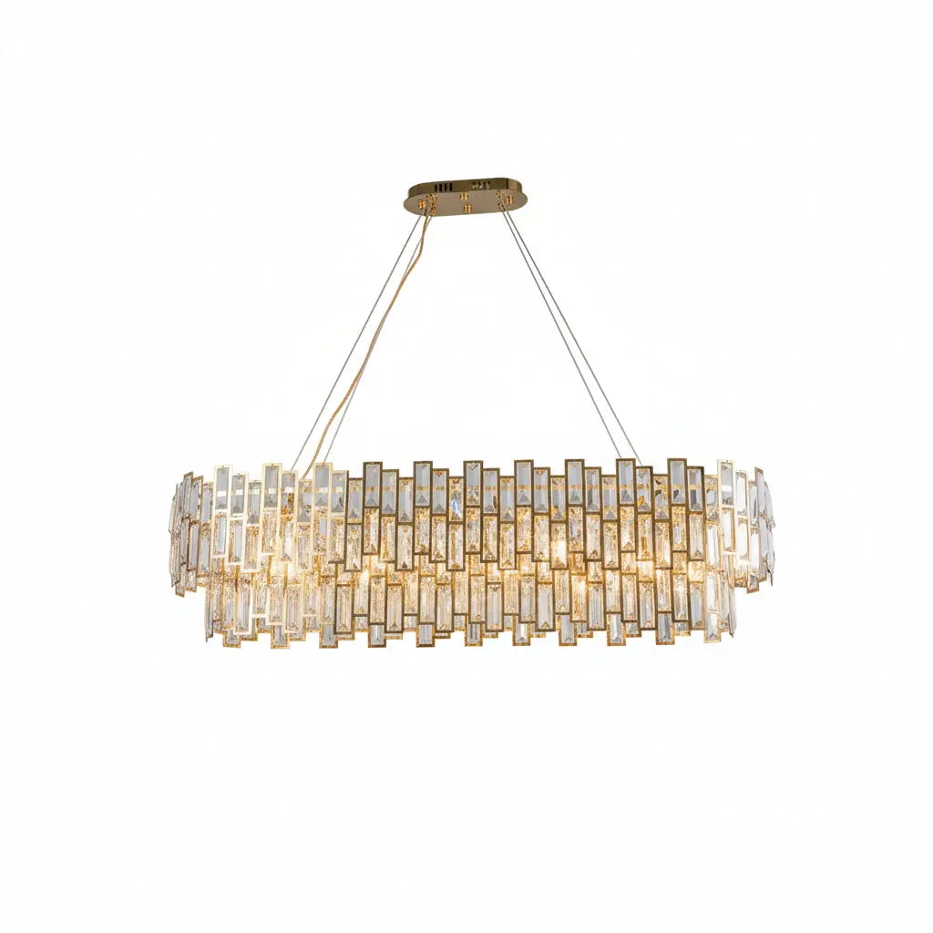 Oval Gold Crystal Designer Chandelier — alternate product view 1