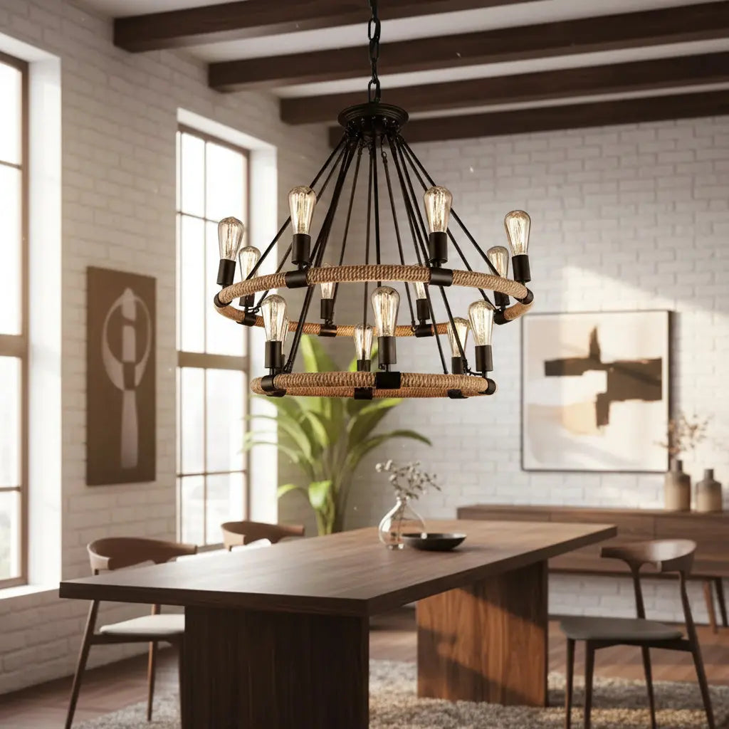Industrial Island Rope Pendant Light — product view