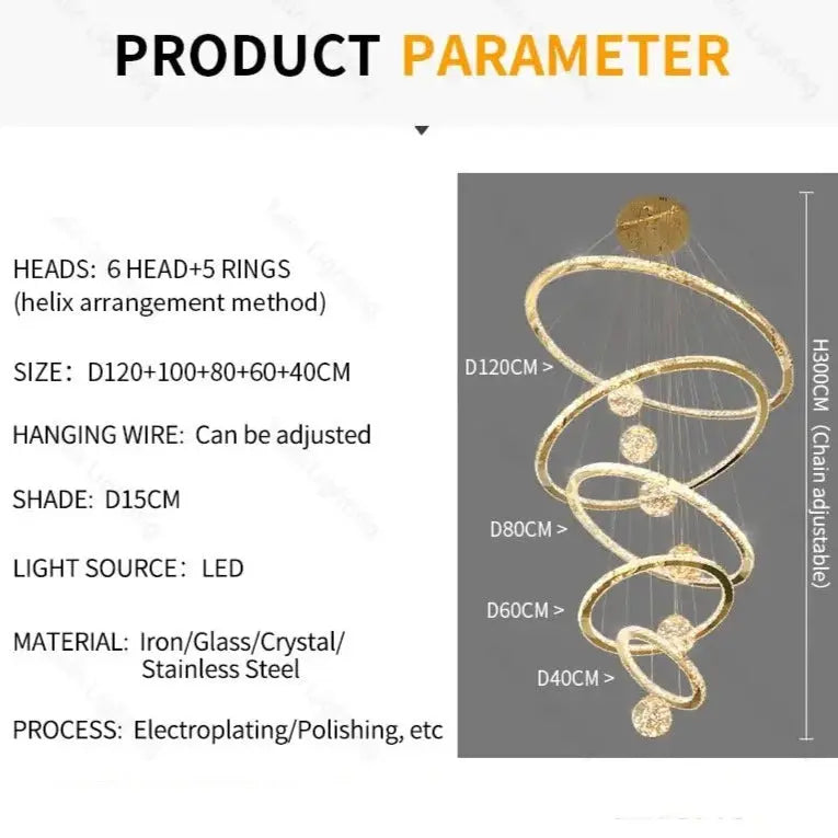 Pendant Modern Crystal Ring Chandelier — alternate product view 7