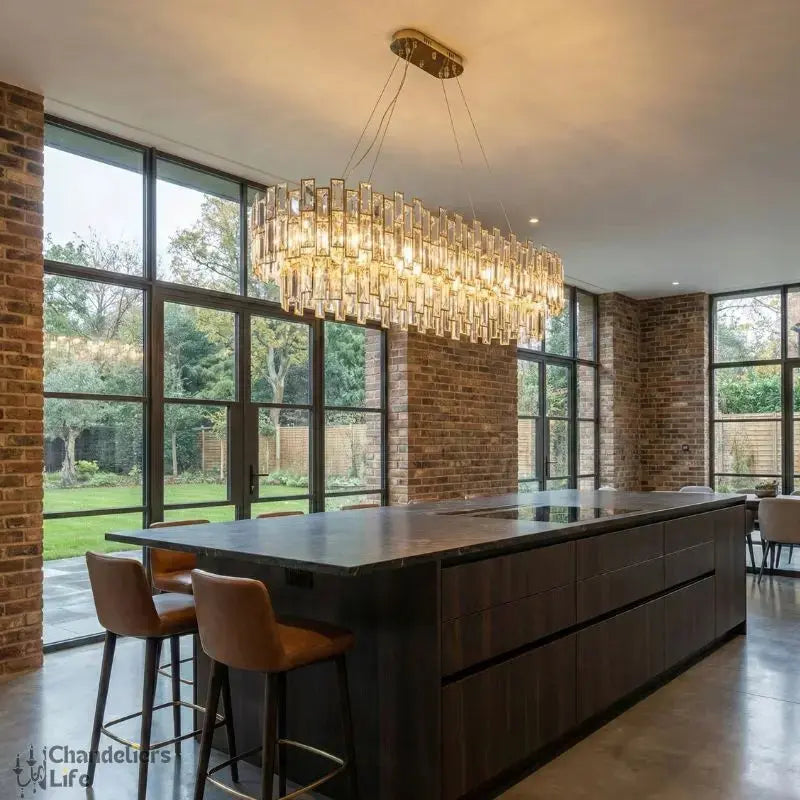 Oval Gold Crystal Designer Chandelier — alternate product view 2