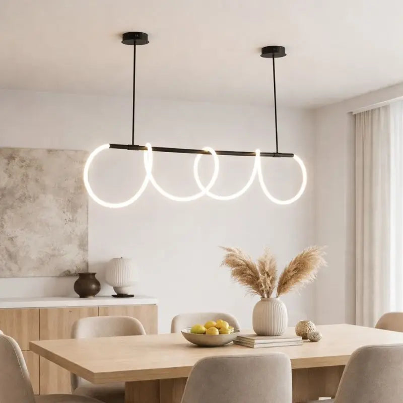 Modern Long Hose Led Chandelier - Black — alternate product view 2