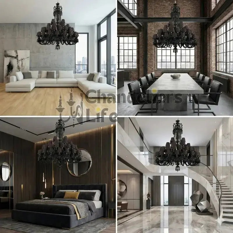 Villa Hotel Luxury Black Crystal Chandelier — close-up design detail 2