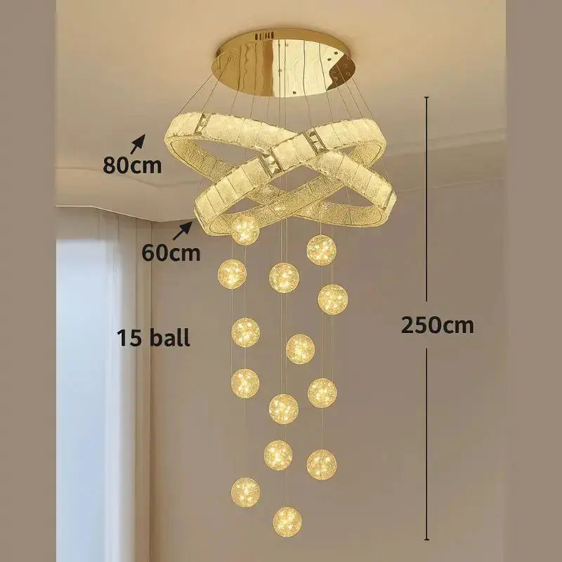 Modern Home Decor Led Staircase Chandeliers — close-up design detail