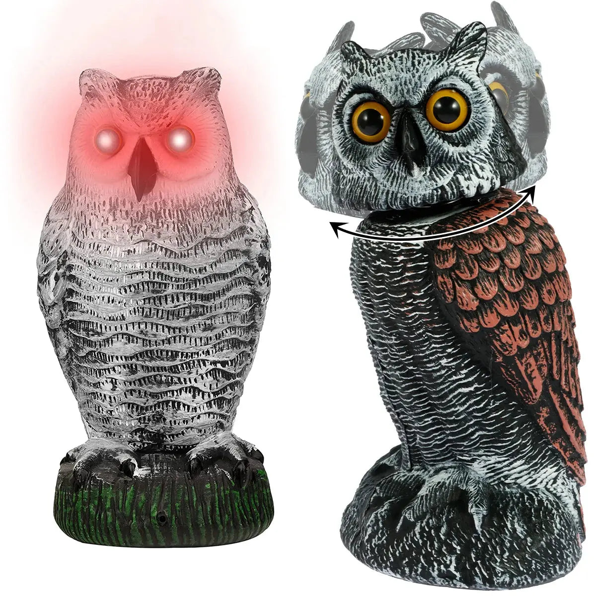 Owl Decoy Light for Outdoor Garden Yard Bird Repellent — product view