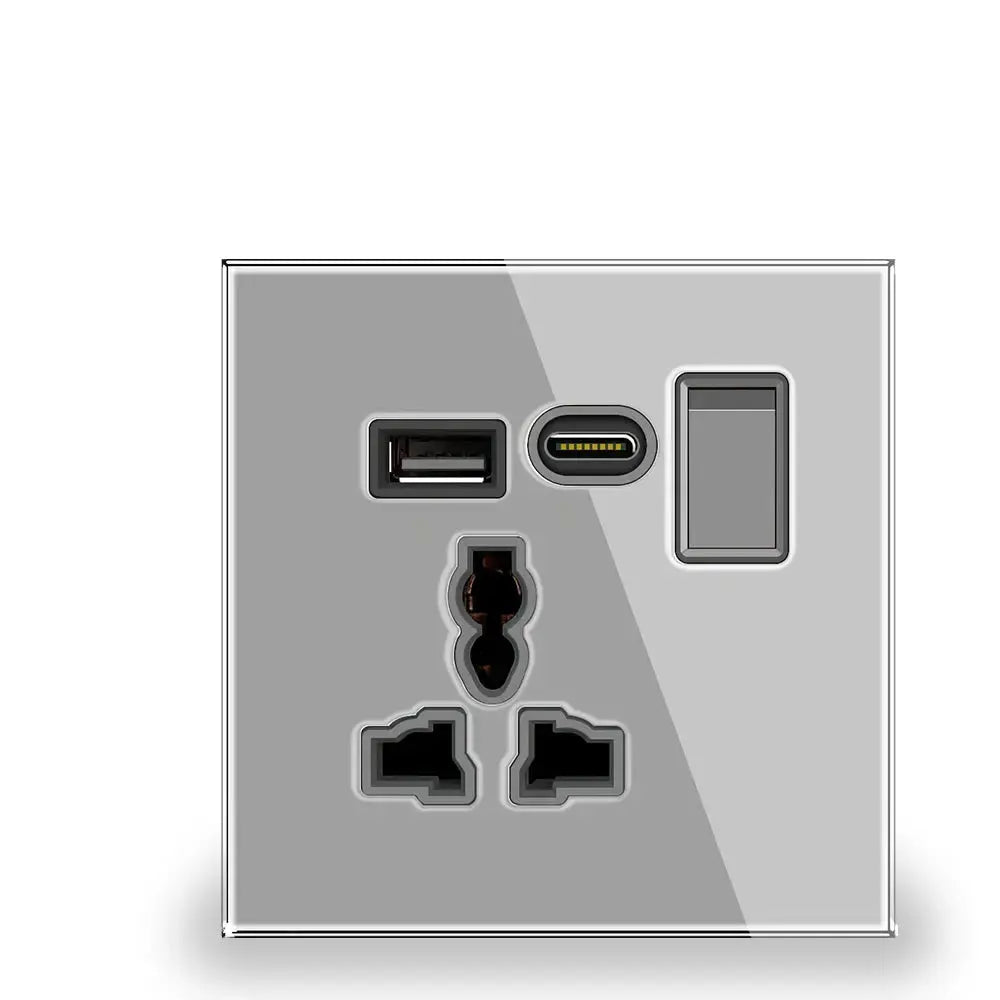 Dual USB Charger Electric Plug Wall Type C Power Socket — alternate product view 2
