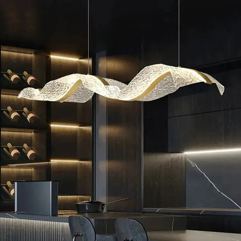Modern Minimal LED Chandelier Wave Design — alternate product view 1