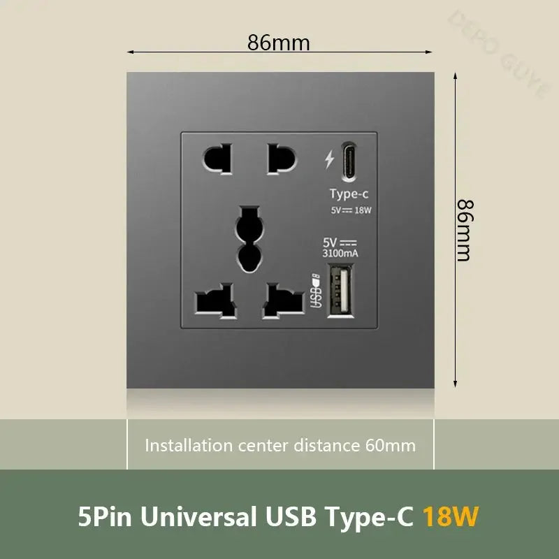 UK Wall Electrical Outlet with USB Charger — alternate product view 15