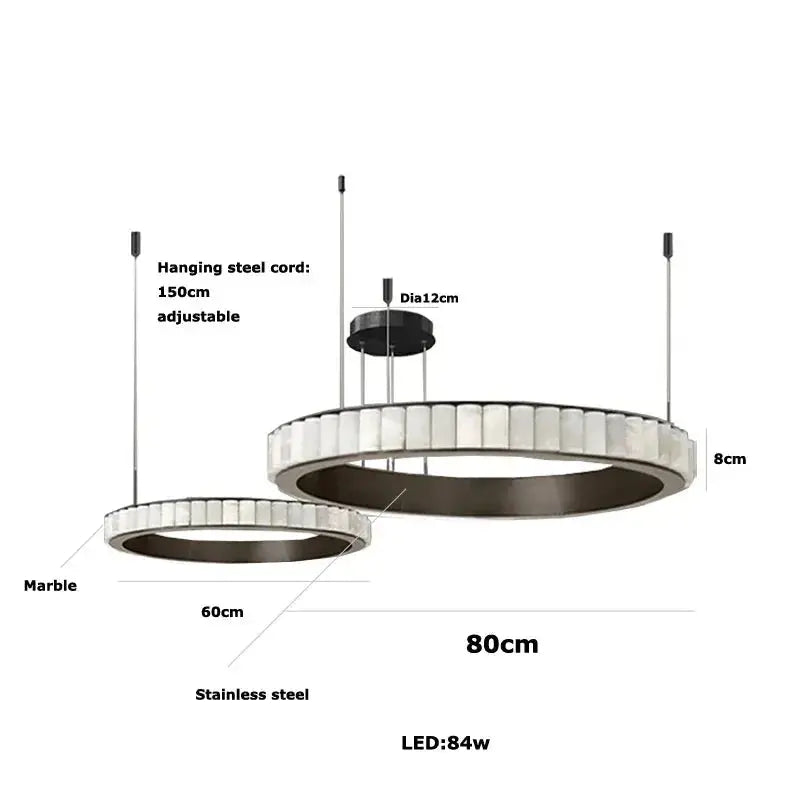 Modern Minimalist Designer Alabaster Chandelier — alternate product view 17
